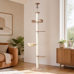 Cat Tree Tower Floor to Ceiling Scratching Post 270cm Multi-Level Platform