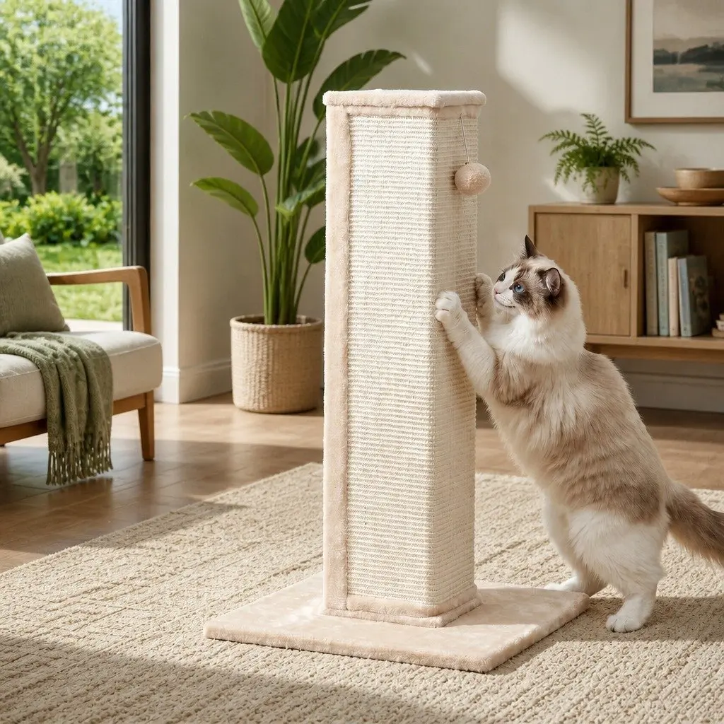 Cat Scratching Post 89cm Tall Tower Condo Bed House Perch Climbing Scratcher