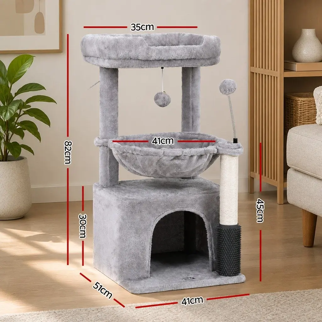 Cat Tree Tower 82cm Multi-Level Platform Scratching Post with Plush Cover and Sisal Posts