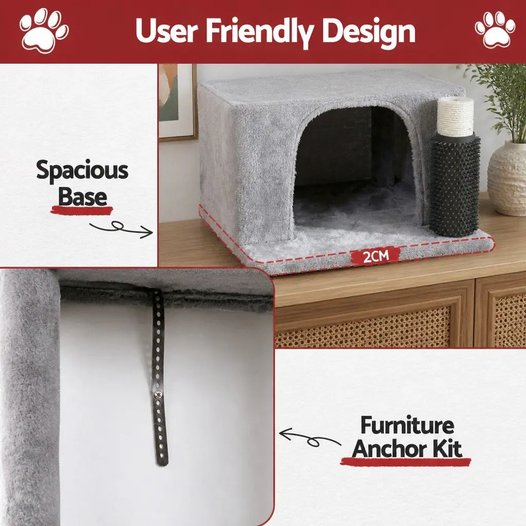 Cat Tree Tower 82cm Multi-Level Platform Scratching Post with Plush Cover and Sisal Posts