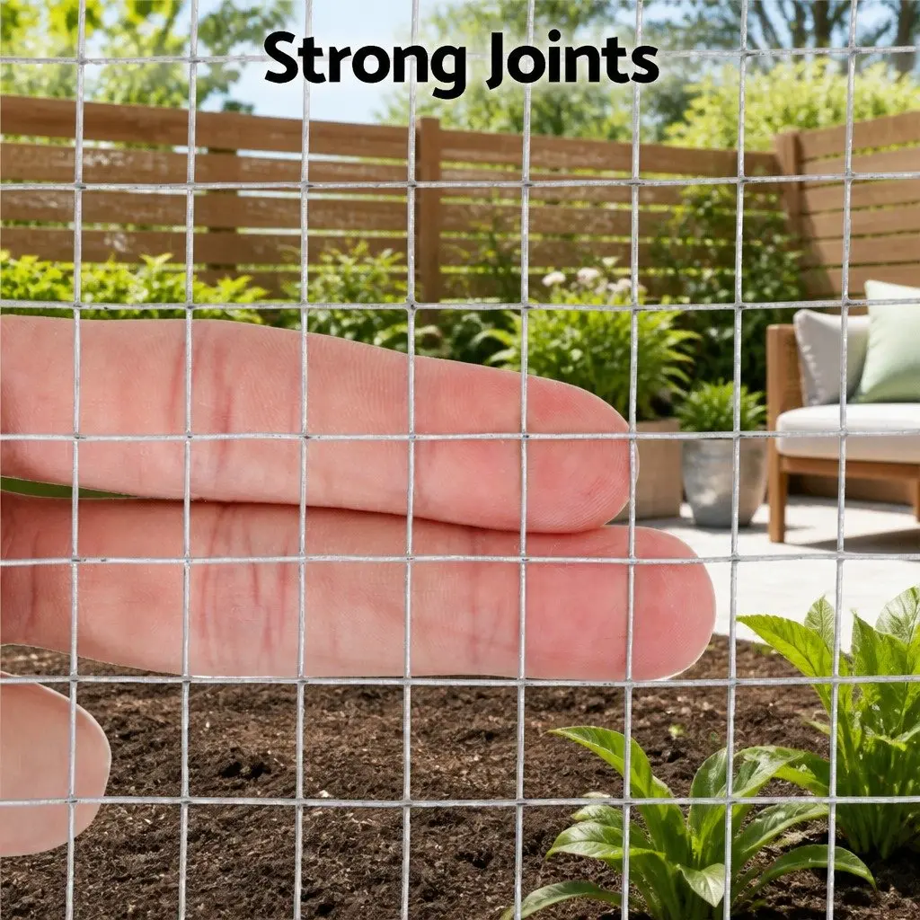 Welded Wire Mesh 15m x 1.2m Anti-Rust Cross-Wire Pattern for Poultry Garden Pet Coop Fencing