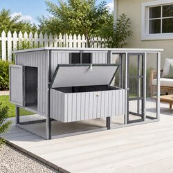 Charming Outdoor Rabbit Hutch and Poultry Cage 219cm