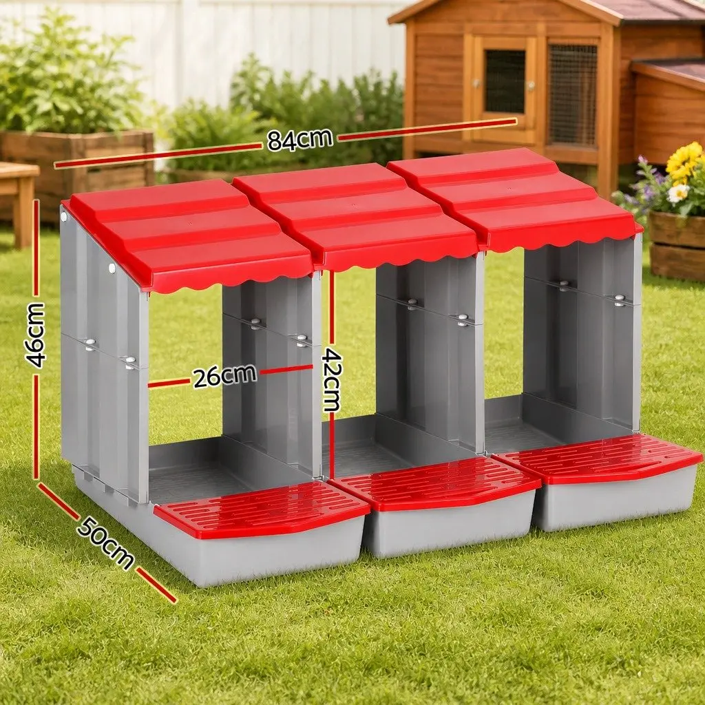 Chicken Nesting Box 3 Hole Roll Away Egg Collection System Red