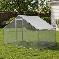 Elegant 3x2x2m Silver Outdoor Chicken Coop and Rabbit Hutch