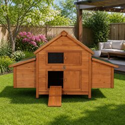 Spacious Wooden Pet House for Chickens and Rabbits