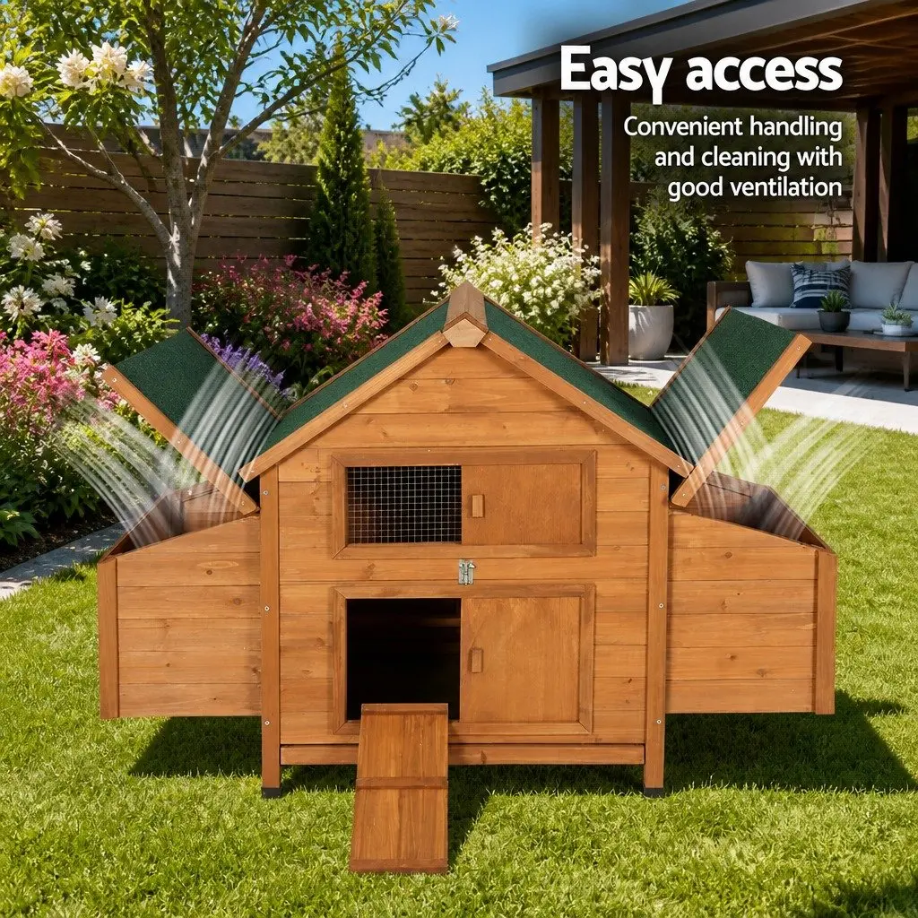 Large Chicken Coop 150cm Wooden Pet House with Ramp and Integrated Play Area