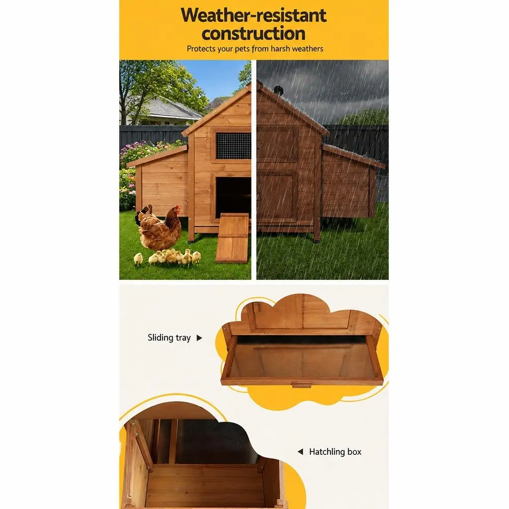 Large Chicken Coop 150cm Wooden Pet House with Ramp and Integrated Play Area