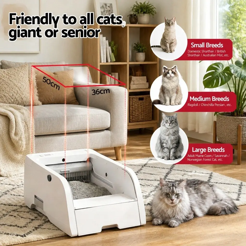 Automatic Cat Litter Box 5L Smart Self-Cleaning App Control White