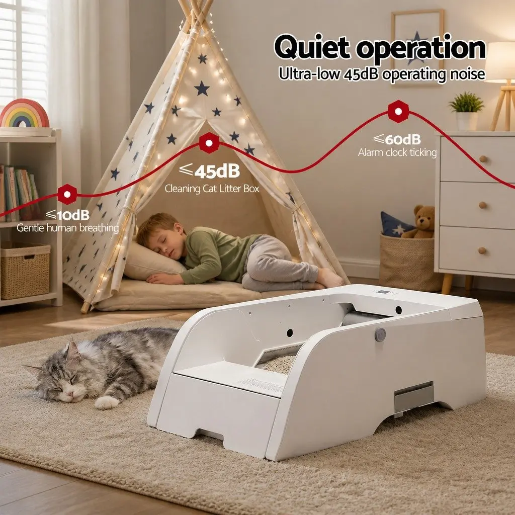 Automatic Cat Litter Box 5L Smart Self-Cleaning App Control White