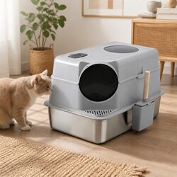 Elevate Your Home with a Spacious Stainless Steel Cat Litter Box