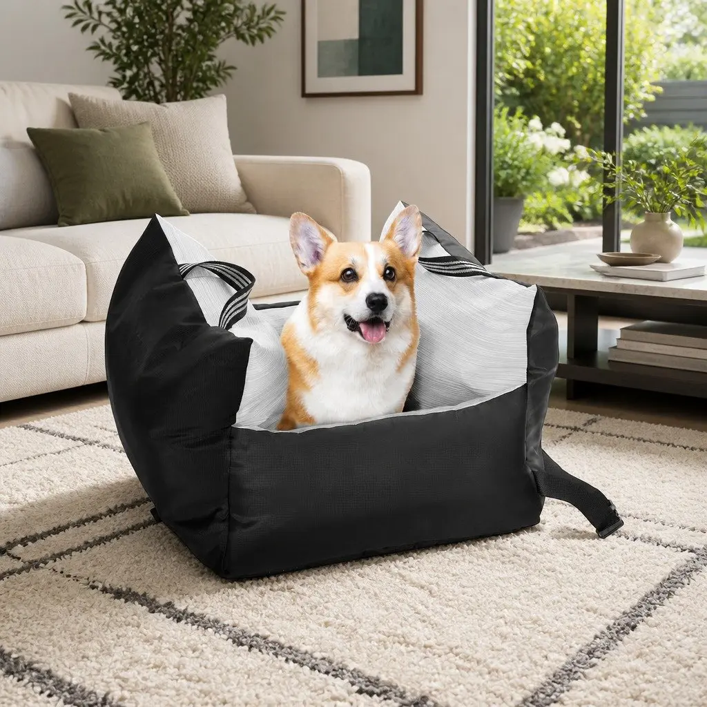 Dog Car Seat Booster 55cm Portable Non-Slip Waterproof Oxford Fabric Travel Safety Belt