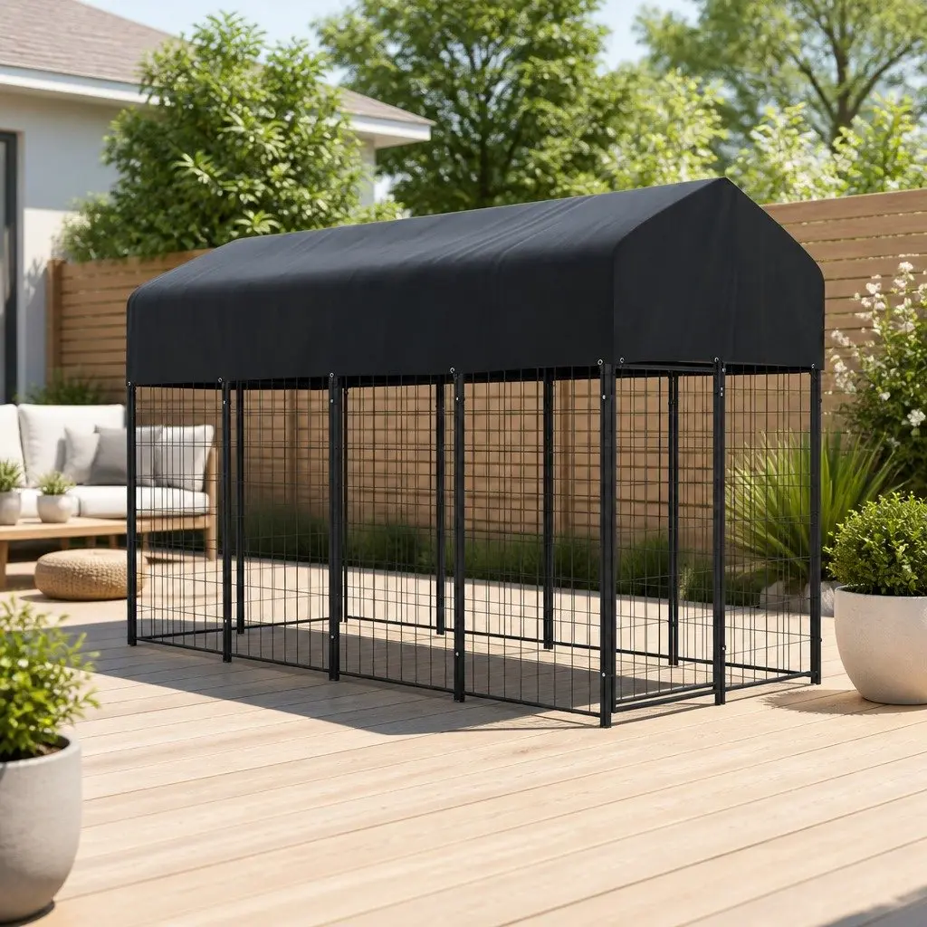 Extra Large Dog Kennel Weatherproof Metal Outdoor Playpen Sturdy Steel Frame