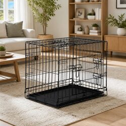 Compact 24-Inch Foldable Dog Crate for Home and Travel