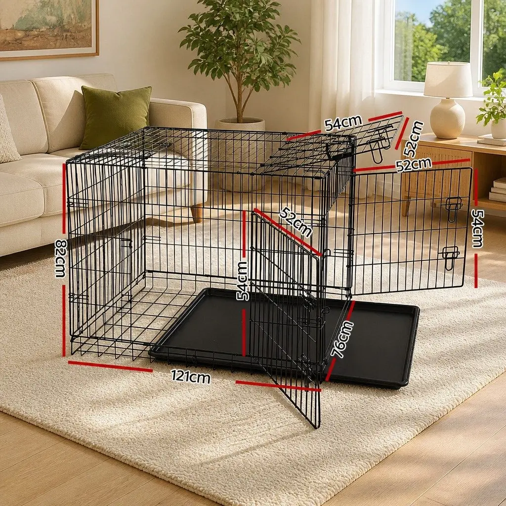 Large Dog Cage 48 Inch Foldable with 3 Access Doors