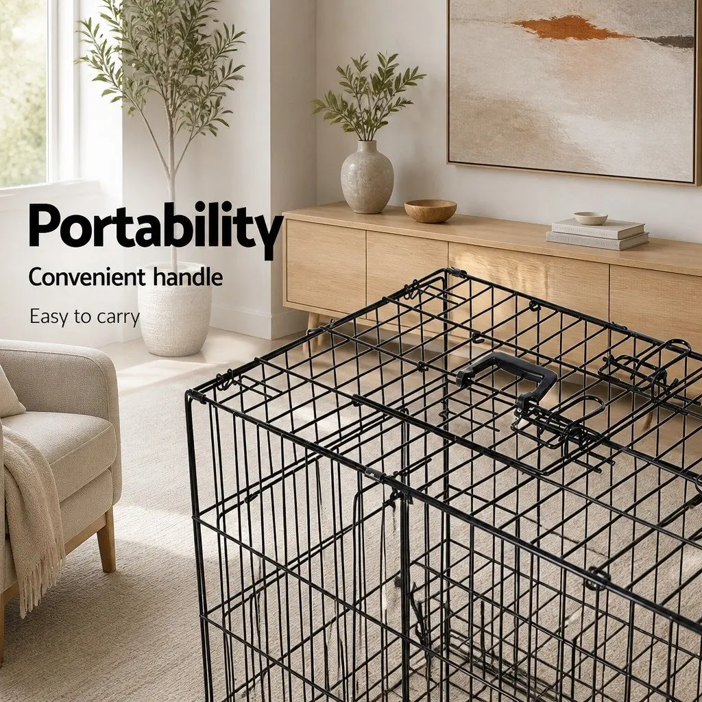 Large Dog Cage 48 Inch Foldable with 3 Access Doors