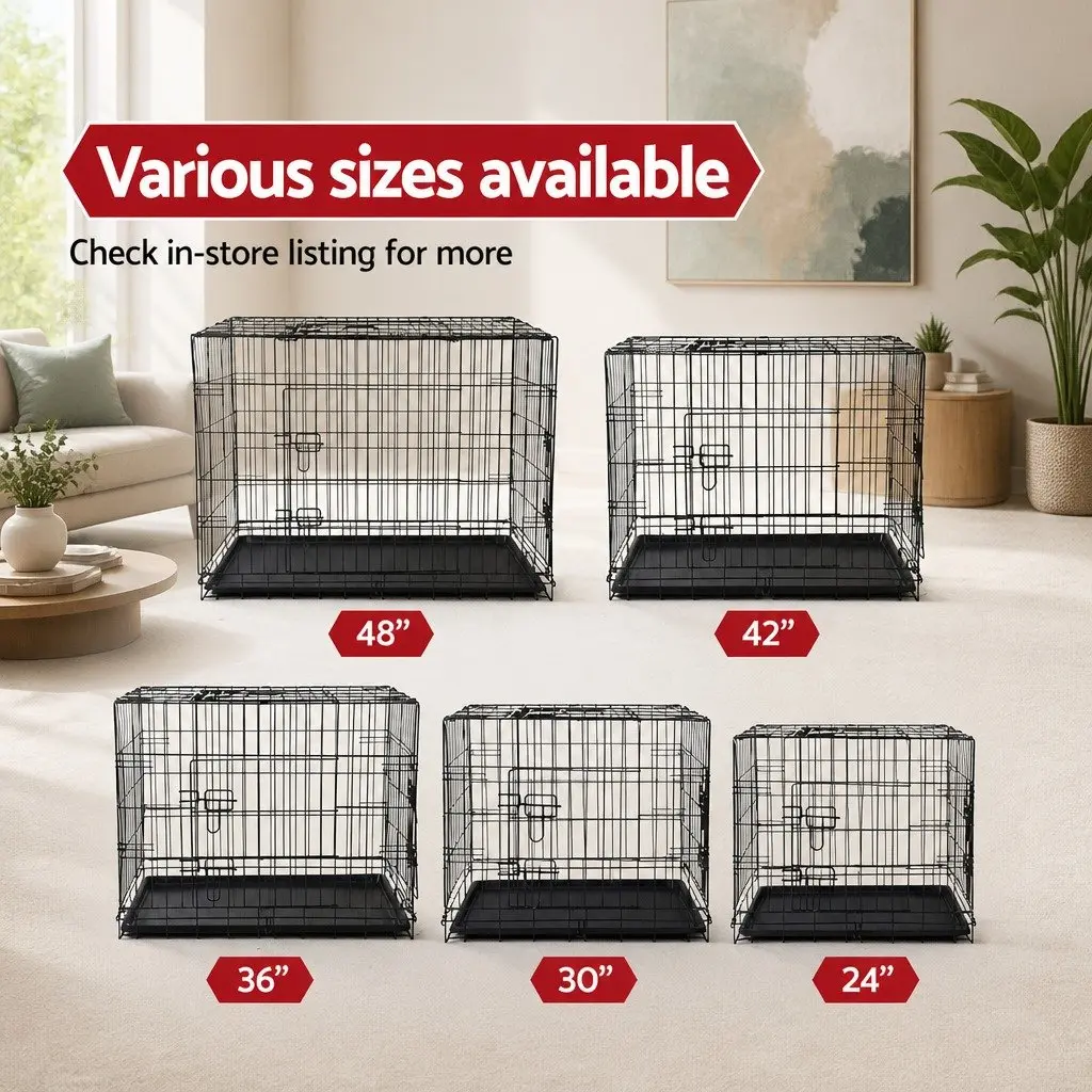Large Dog Cage 48 Inch Foldable with 3 Access Doors