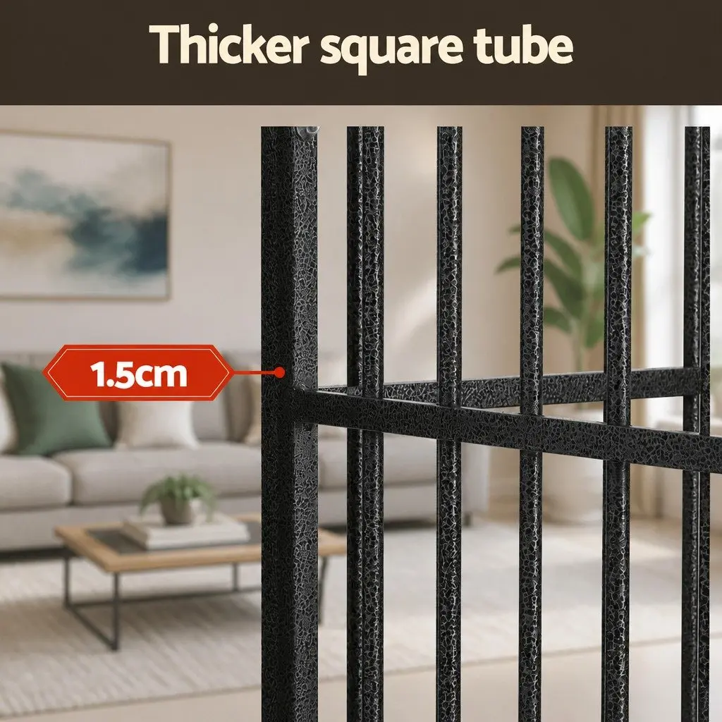 Large Metal Dog Cage with Lockable Wheels Removable Tray for Easy Cleaning and Double Doors in Black