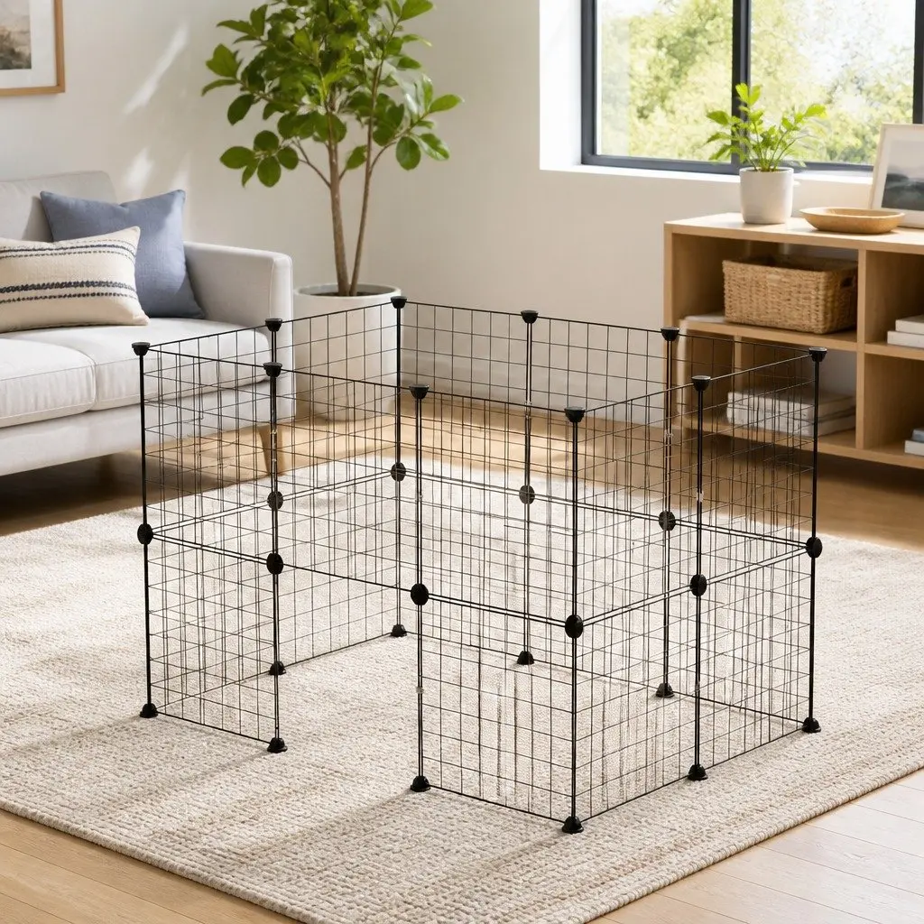 Dog Playpen 20 Panel Metal Foldable Enclosure with Secure Lock System for Pet Safety