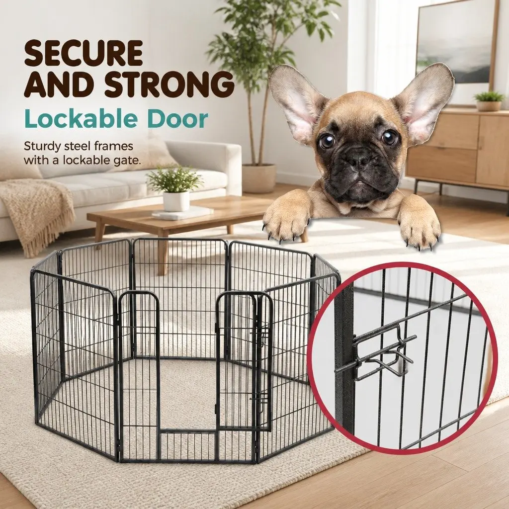 8 Panel Dog Playpen 40 Inch Pet Exercise Fence Enclosure Foldable Storage