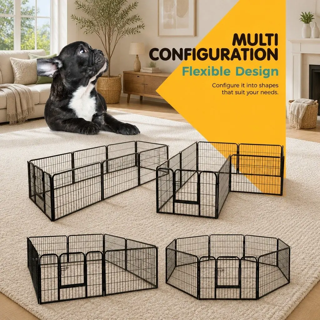 Metal Pet Playpen 24" 8 Panel Foldable Lockable Exercise Enclosure Fence
