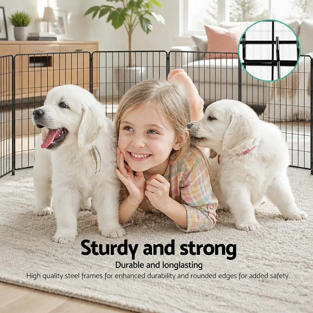 8 Panel Pet Playpen 24 Inch Foldable Exercise Pen Fence Enclosure for Dogs Cats Rabbits
