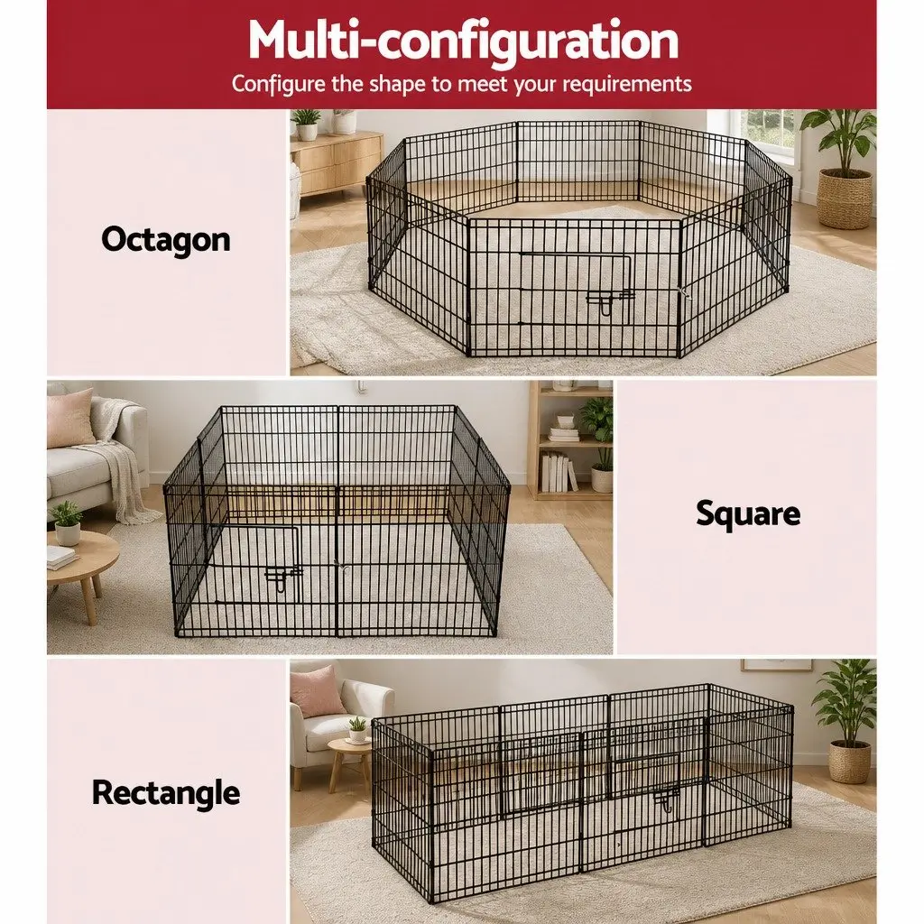 8 Panel Pet Playpen 24 Inch Foldable Exercise Pen Fence Enclosure for Dogs Cats Rabbits