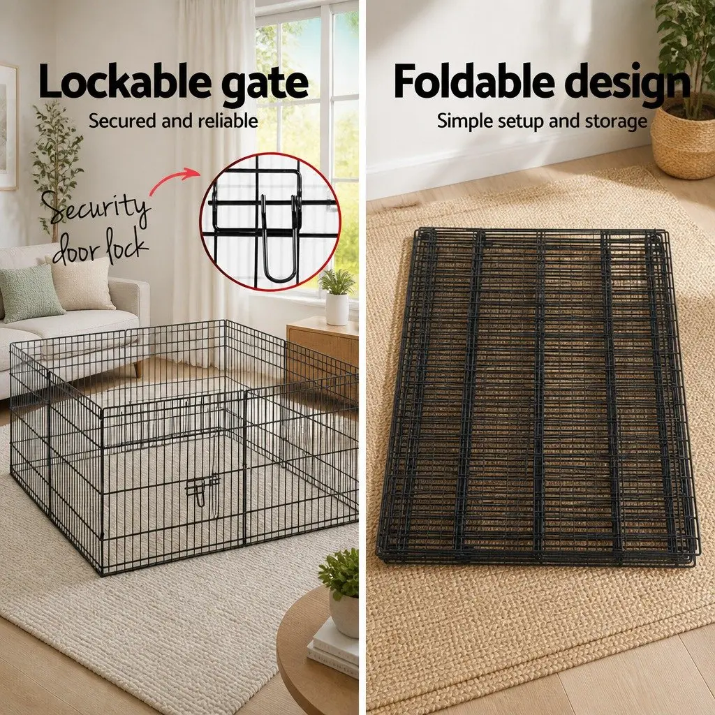 8 Panel Pet Playpen 24 Inch Foldable Exercise Pen Fence Enclosure for Dogs Cats Rabbits