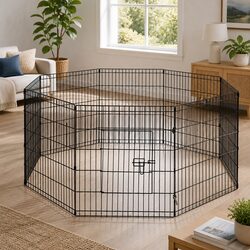 8 Panel Pet Playpen 30" Dog Exercise Fence Enclosure Foldable Indoor Outdoor Pen