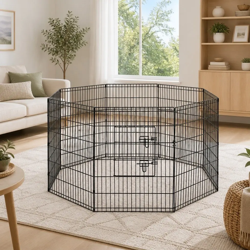 8 Panel Dog Playpen 36 Inches Foldable Exercise Cage Enclosure