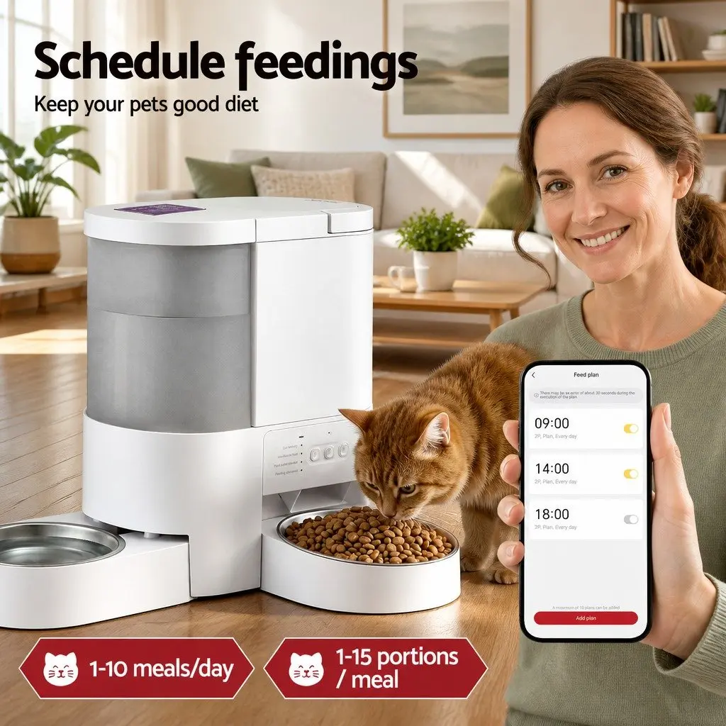 Automatic Pet Feeder Water Dispenser 4L WiFi App Control 2-in-1 for Dogs and Cats