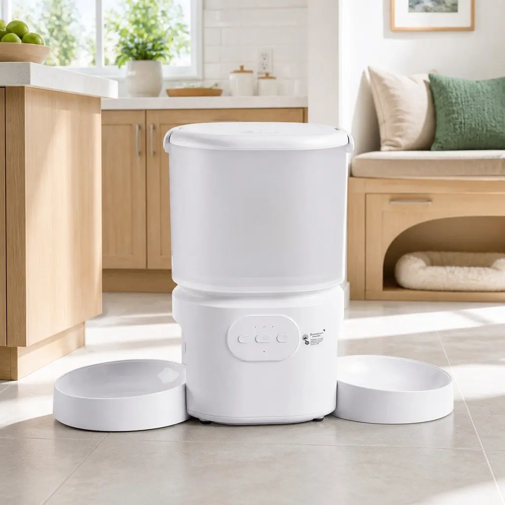 5L Automatic Dual Bowl Pet Feeder Smart Dispenser WiFi Control for Cats and Dogs