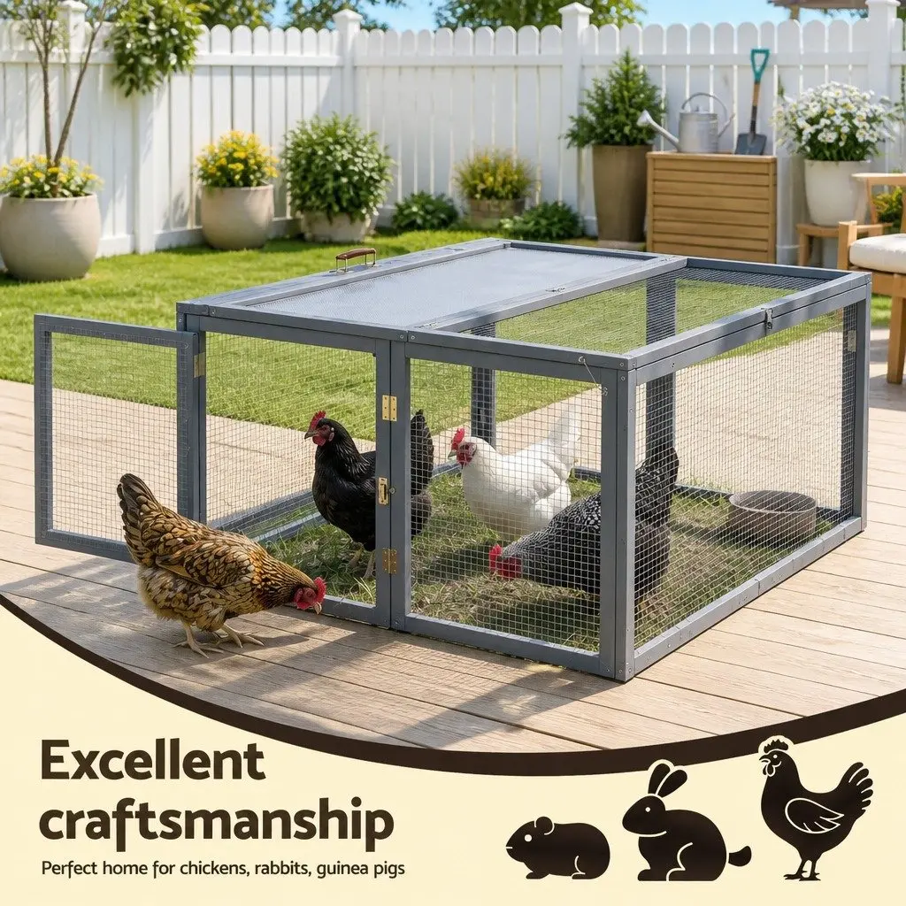 Portable Chicken Coop 110cm Folding Outdoor Cage Playpen for Small Animals