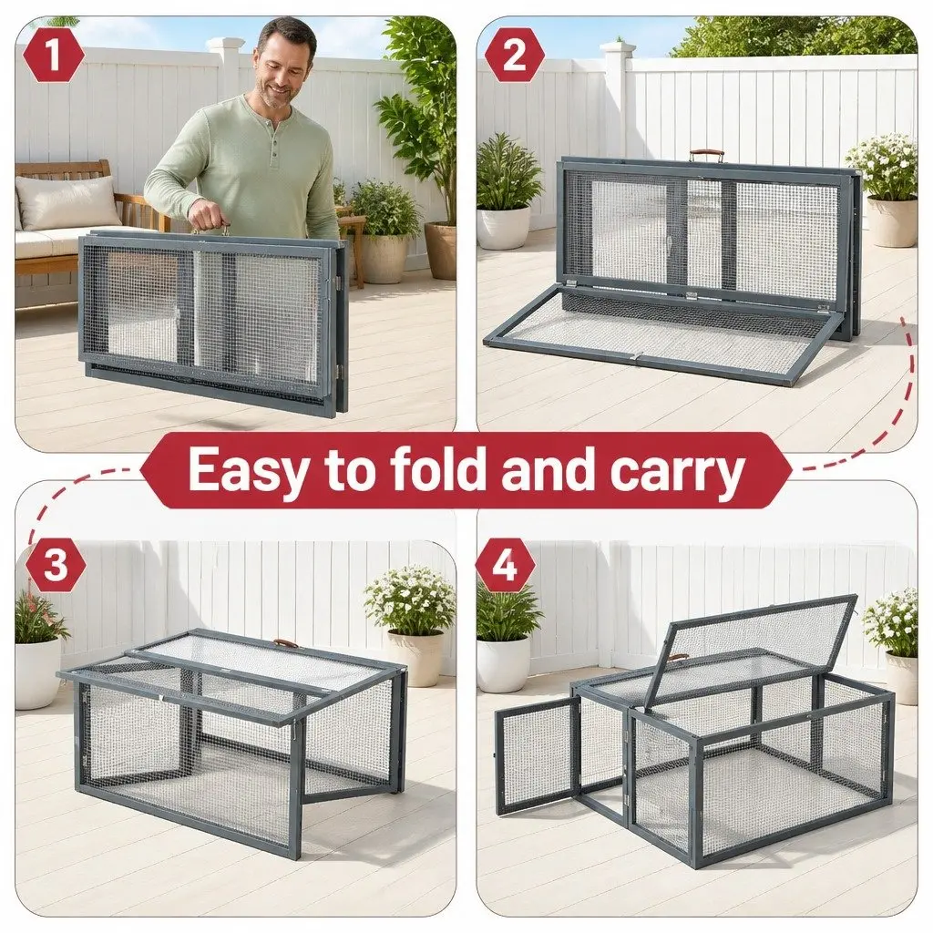 Portable Chicken Coop 110cm Folding Outdoor Cage Playpen for Small Animals