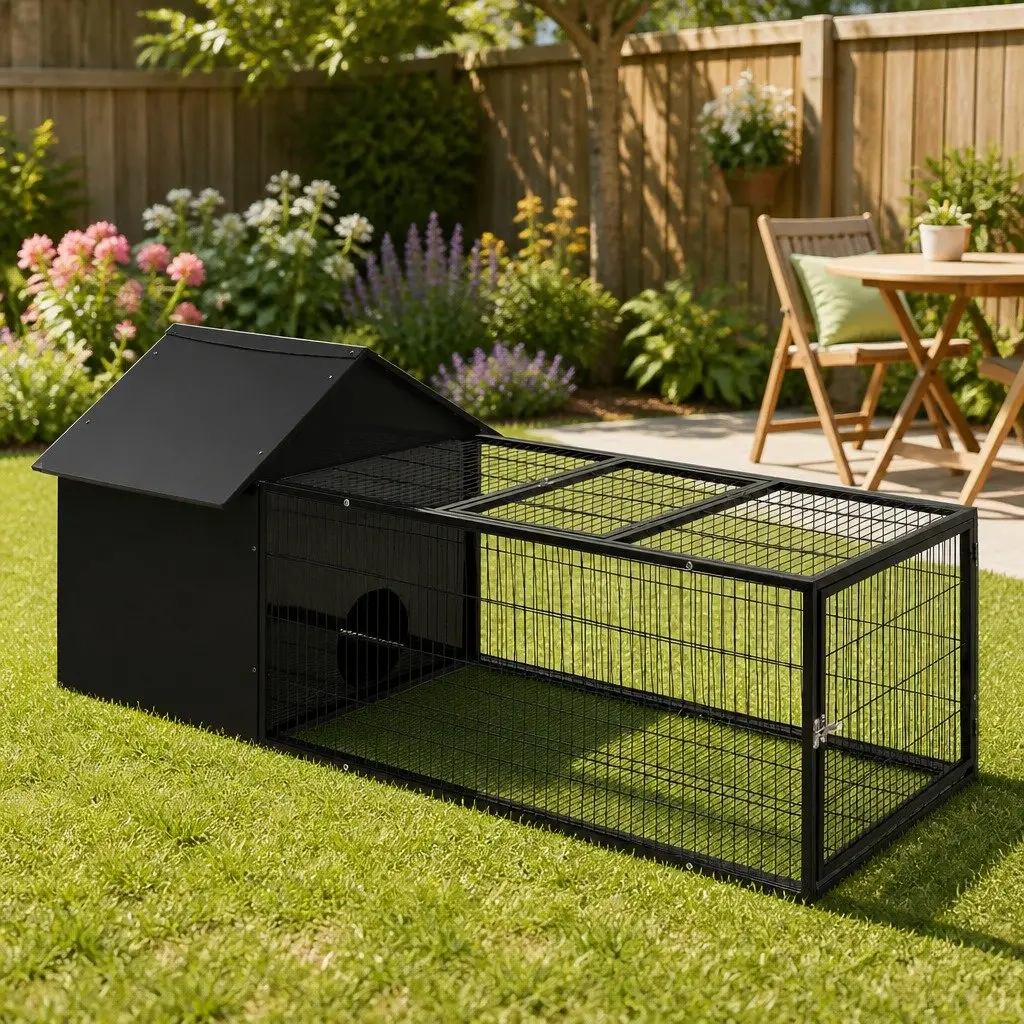 Rabbit Cage Hutch 162cm Metal Enclosure Secure Run for Small Pets