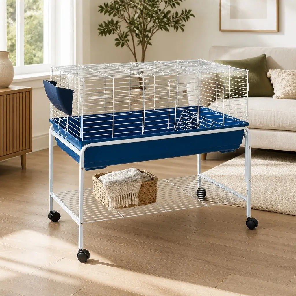Rabbit Cage Hutch 106cm Indoor Enclosure with Stand and Castor Wheels for Small Animals