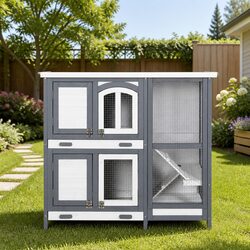 Outdoor Small Animal Habitat - 98cm Rabbit Hutch