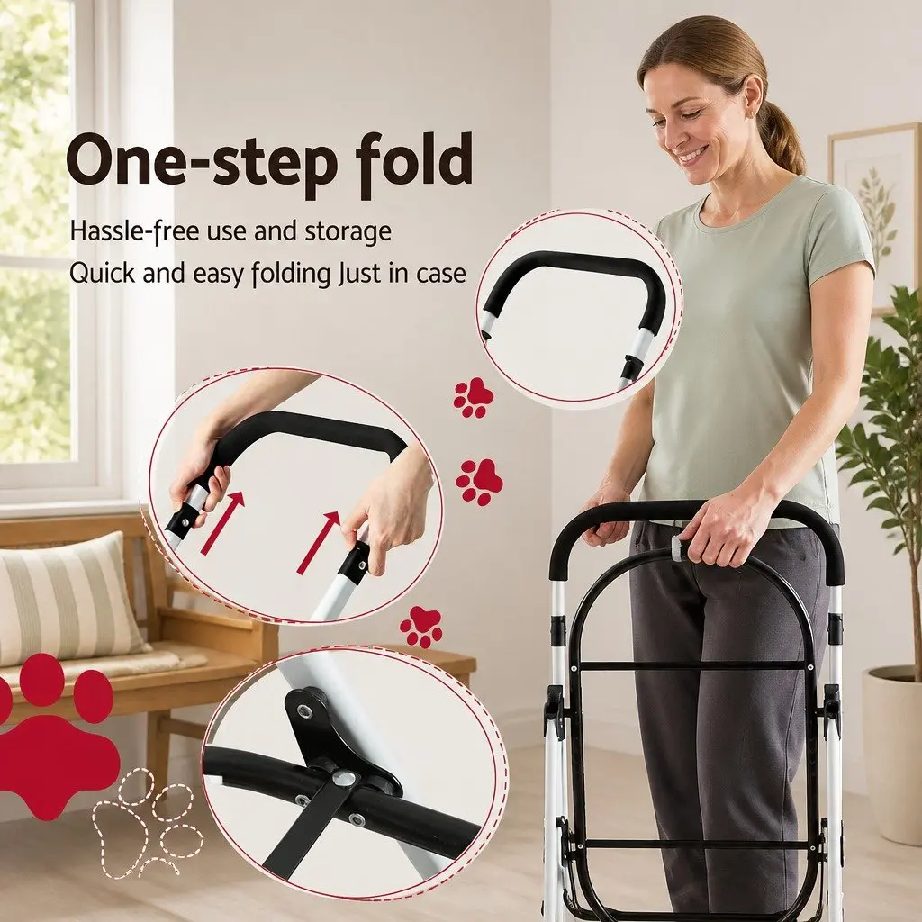 Pet Stroller 3-in-1 Foldable Blue Spacious Interior with Removable Cushion 360° Rotatable Front Wheels Lockable Rear Wheels