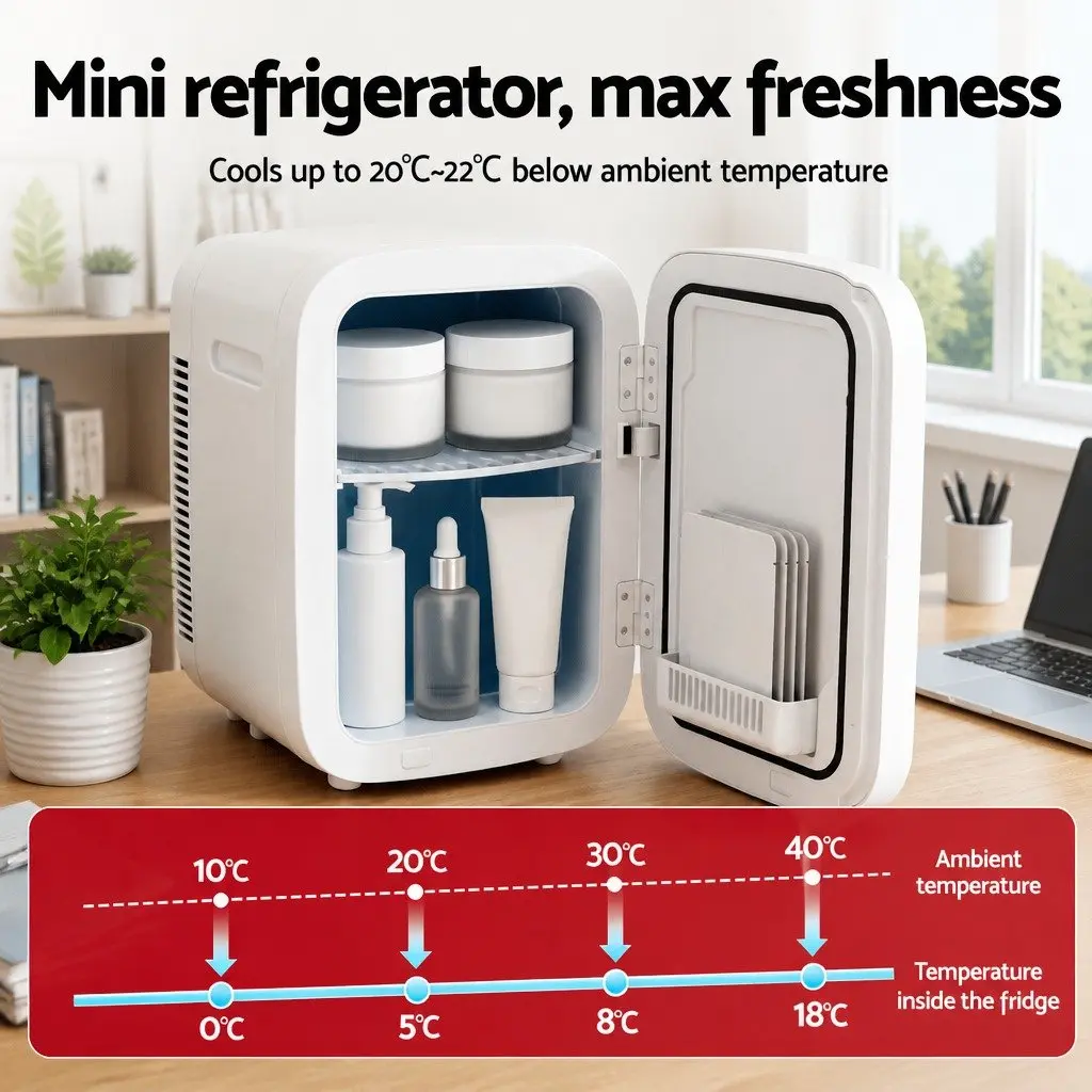Mini Fridge Portable 12V 220V Electric Cooler Warmer Compact White