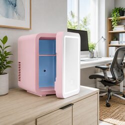 Versatile Mini Fridge with LED Mirror for Skincare and Beverages
