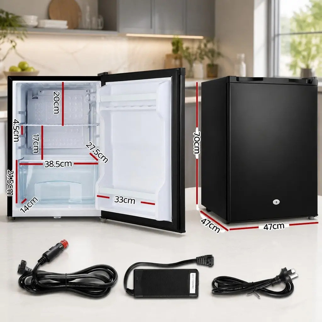 80L Portable Fridge Multi-Voltage Compressor Camping Cooler Black