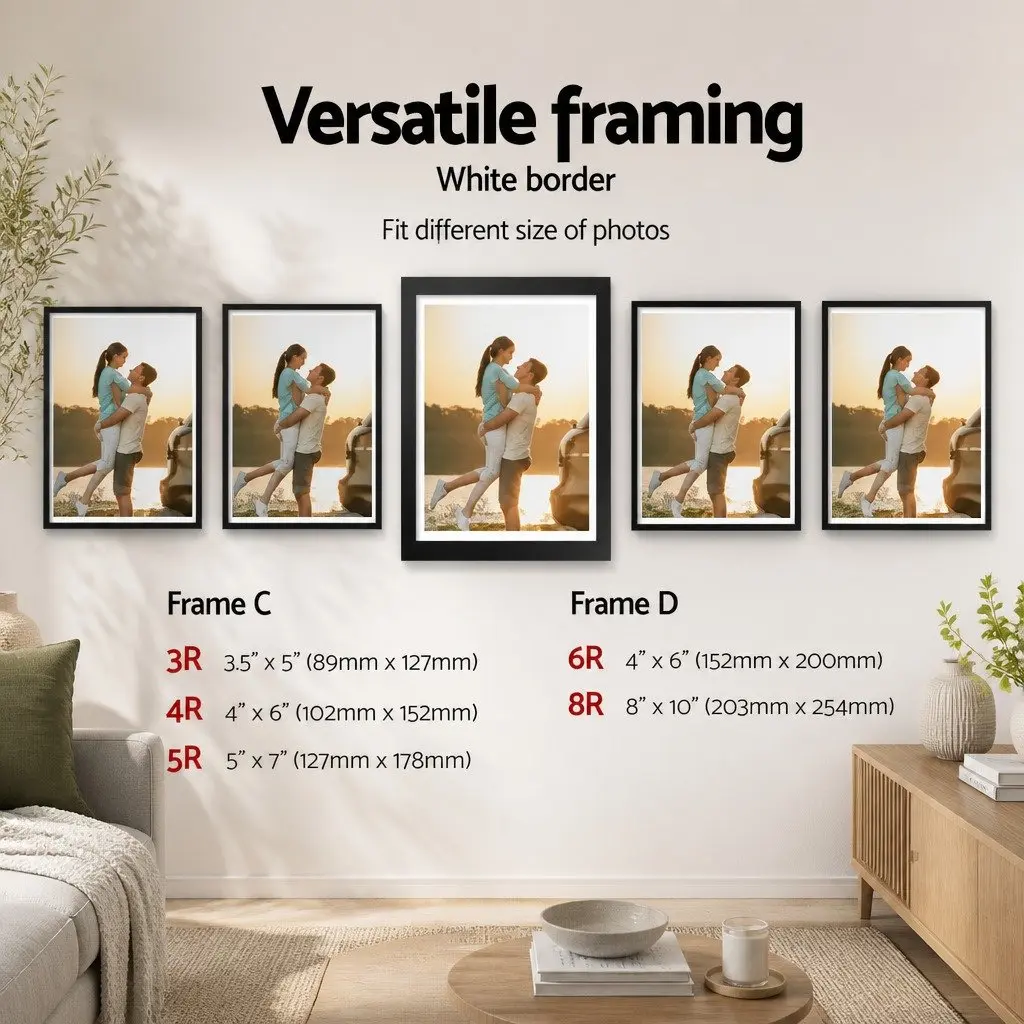Photo Frame Set 30 Piece Black Multiple Sizes 3.5x5 4x6 5x7 8x10 Flexible Arrangement Portrait Landscape