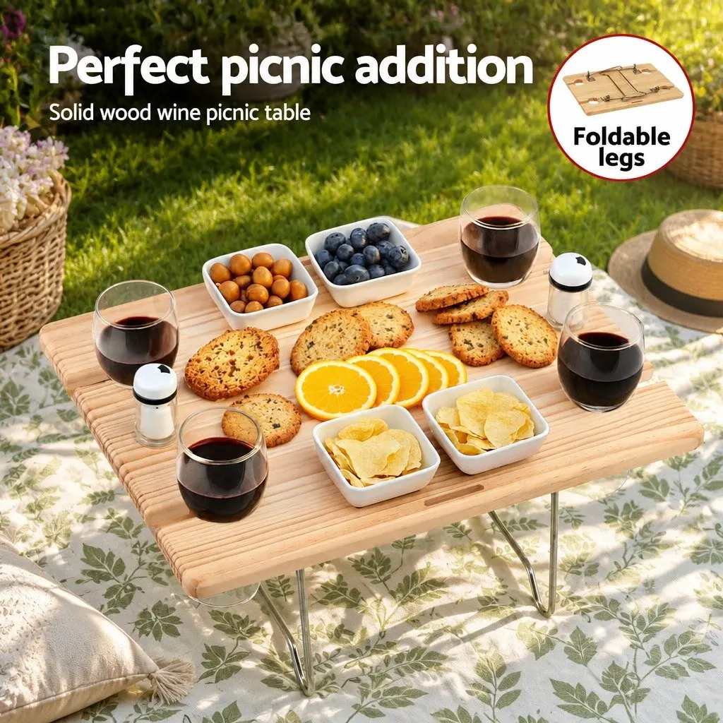 4 Person Picnic Basket Set Willow Cooler Blanket Wine Table Cutlery Outdoor
