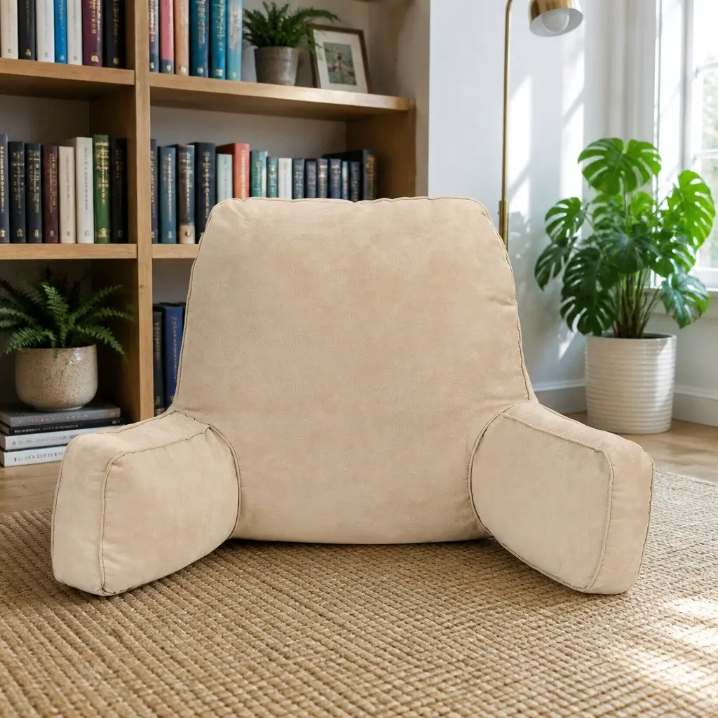 Reading Pillow Back Rest Cushion Oatmeal Ergonomic Armrests Lumbar Support