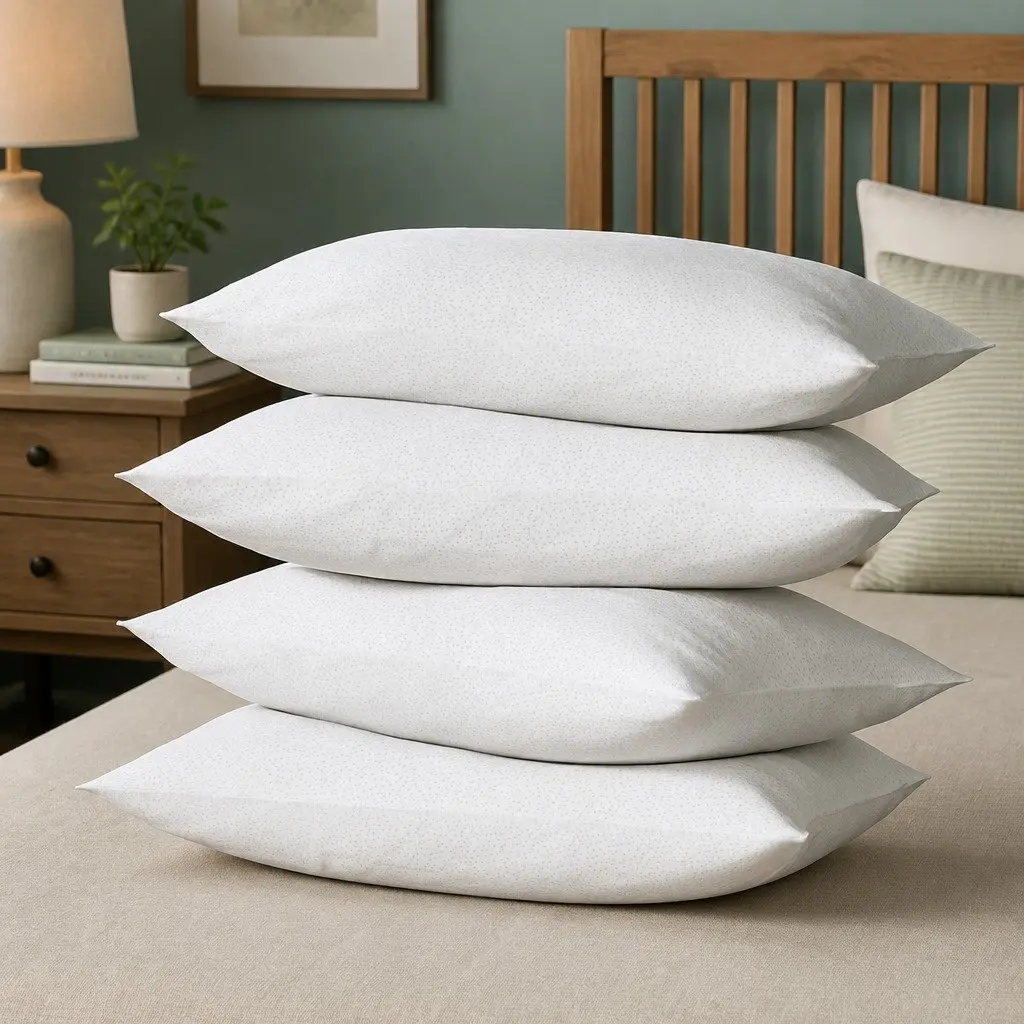 Bamboo Pillow 4 Pack Medium Firm and Firm White Moisture-Wicking Family Hotel Bedding Set