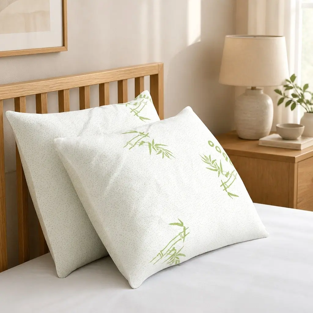 Bamboo Pillow 4 Pack Medium Firm and Firm White Moisture-Wicking Family Hotel Bedding Set