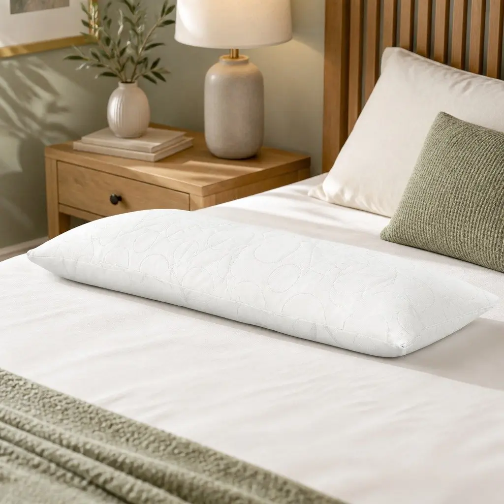 Full Length Body Support Pillow Memory Foam Bamboo Cover Machine Washable