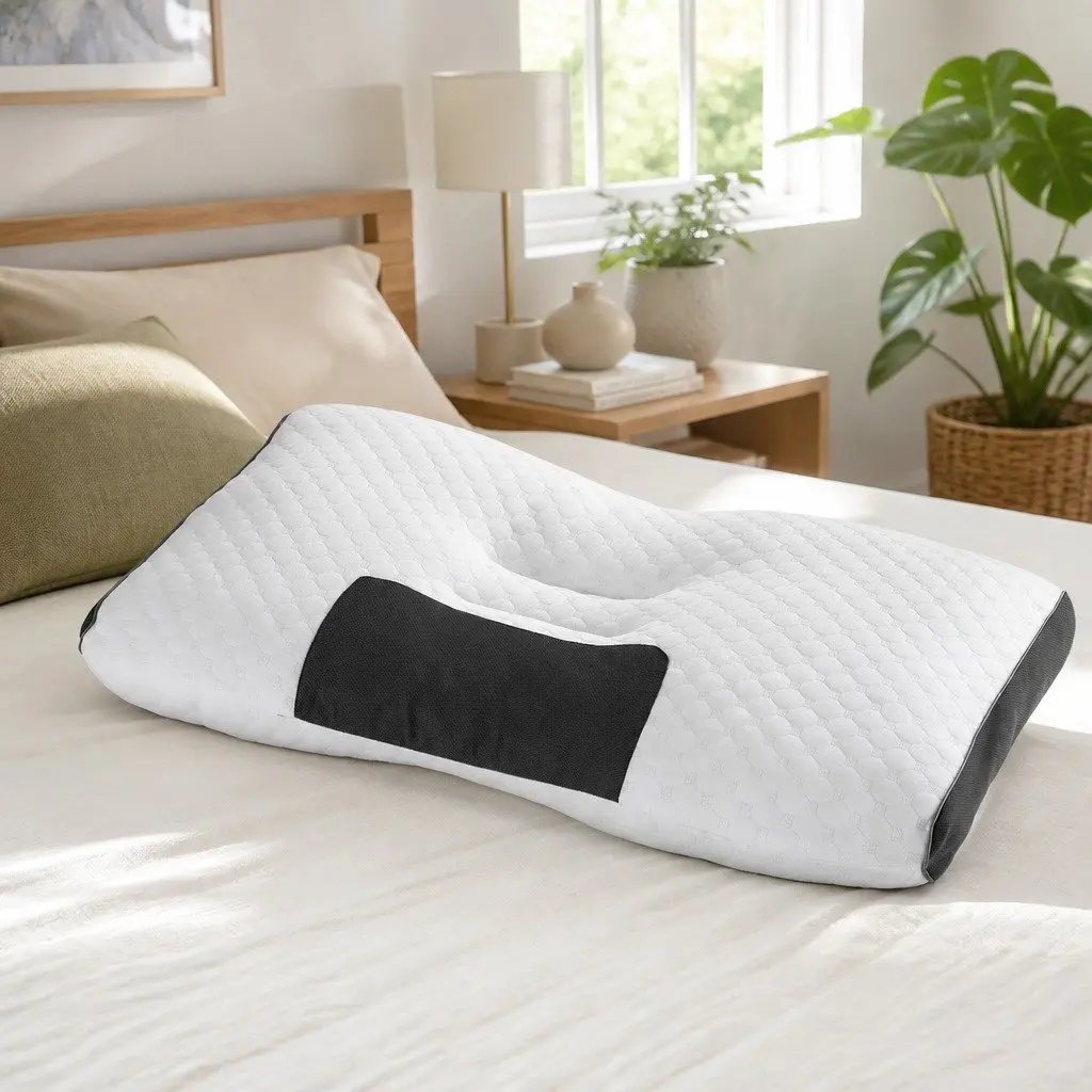 Ergonomic Contour Pillow Adjustable Height Memory Foam Neck Support