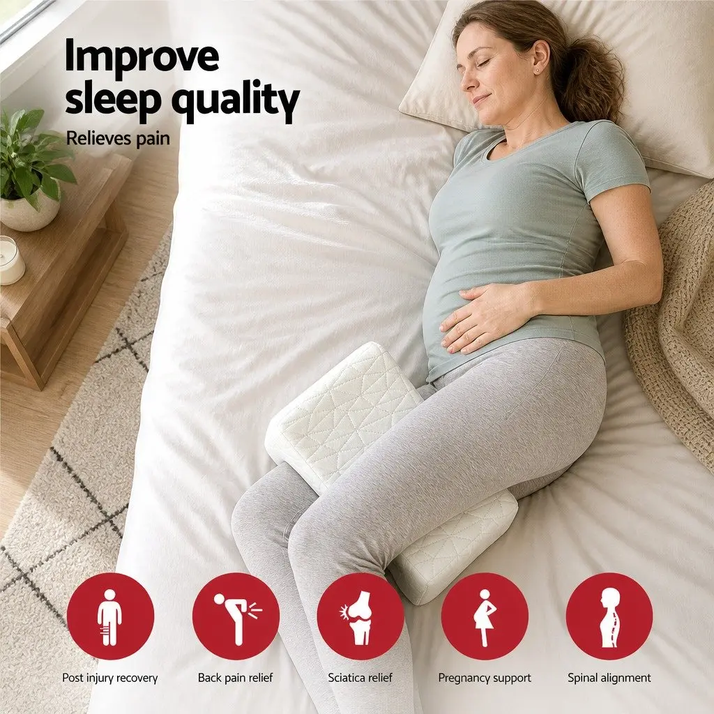 Memory Foam Knee Pillow Leg Support Ergonomic Contoured Design Side Back Sleeper