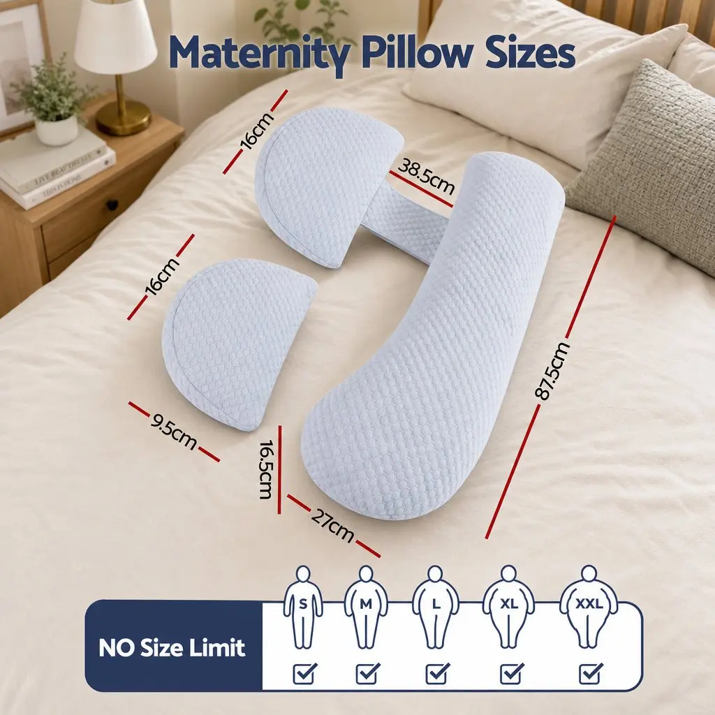 Cooling Body Pillow 37x87 cm Adjustable Maternity Support for Back Belly Hips Pregnancy