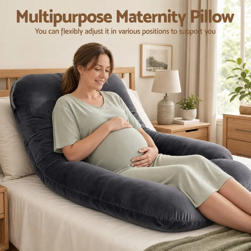 G-Shaped Pregnancy Pillow Full Body Maternity Support Cushion for Side Sleepers